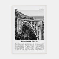 Bixby Creek Bridge Poster White Wood / 8x12 in Nbourhood Travel B&W Poster