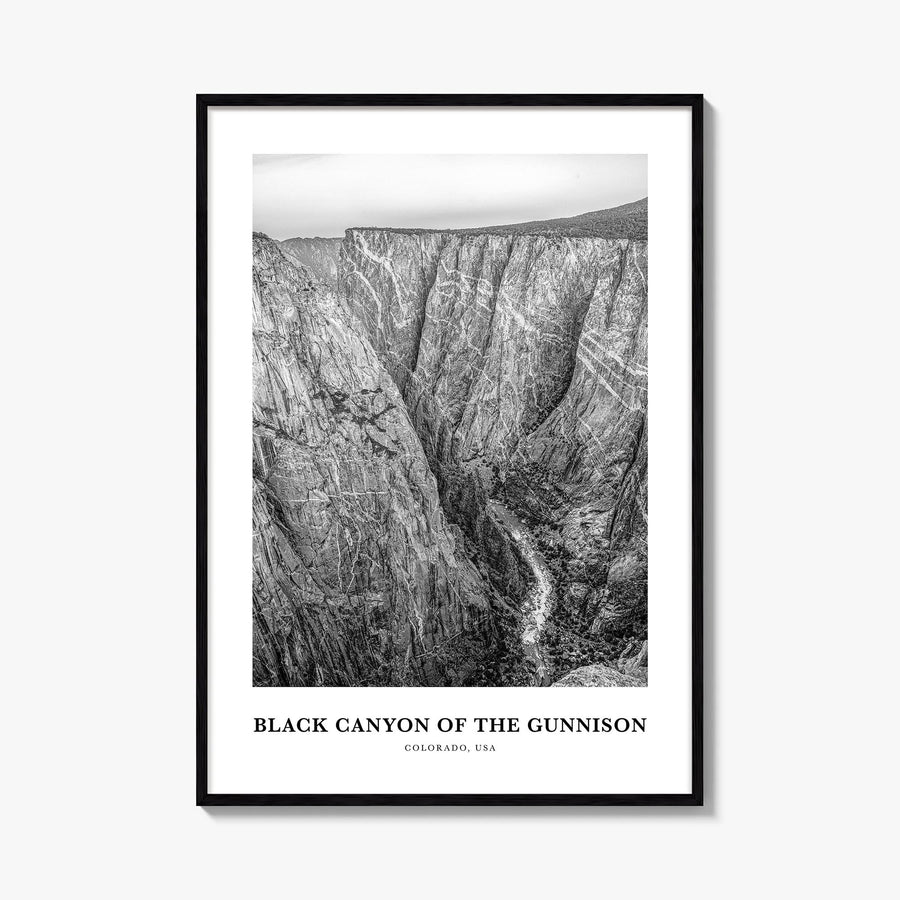 Black Canyon of the Gunnison National Park black & white classic poster of Colorado, USA – vertical wall art, unframed print 