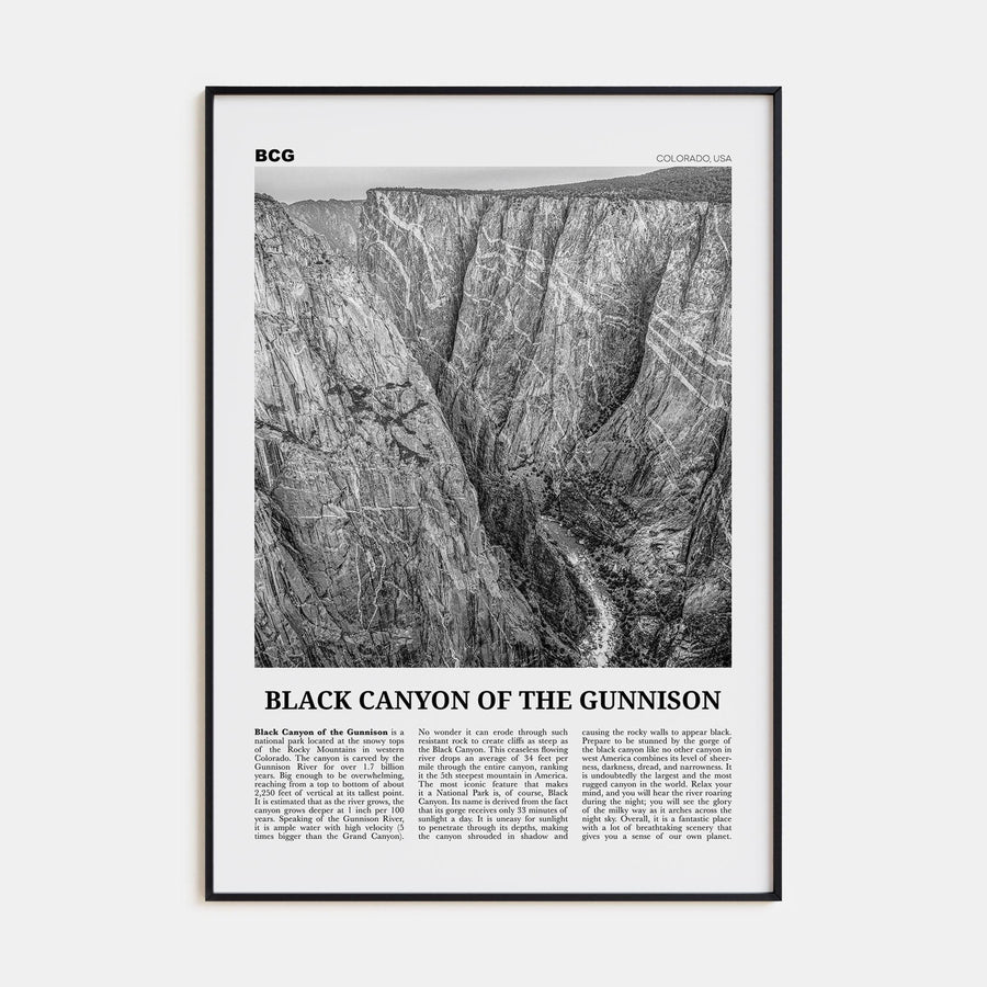 Black Canyon of the Gunnison National Park Poster None / 8x12 in Nbourhood Travel B&W Poster