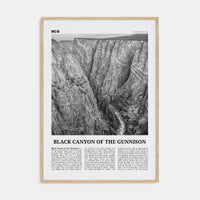 Black Canyon of the Gunnison National Park Poster Natural Wood / 8x12 in Nbourhood Travel B&W Poster