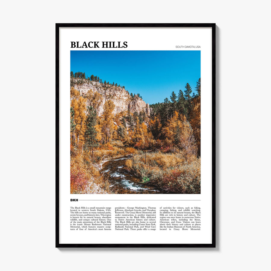Black Hills Travel Poster, framed poster mockup