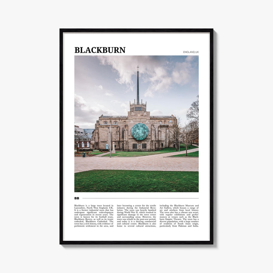 Blackburn colorful travel poster of United Kingdom – vertical wall art, unframed print shown in interior mockup