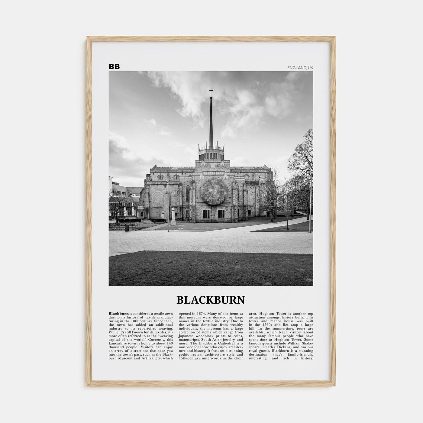 Blackburn Poster Natural Wood / 8x12 in Nbourhood Travel B&W Poster