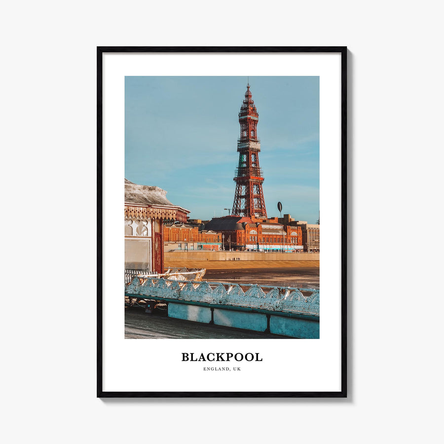 Blackpool colorful classic poster of United Kingdom – vertical wall art, unframed print shown in interior mockup