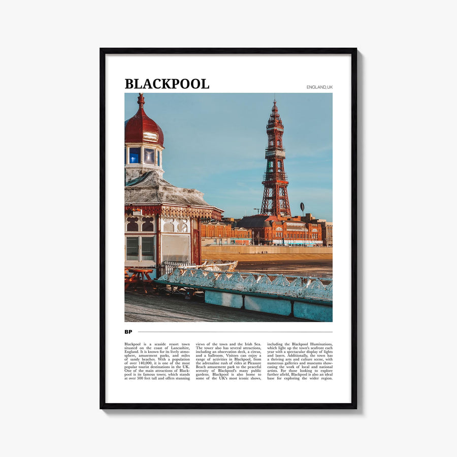 Blackpool colorful travel poster of United Kingdom – vertical wall art, unframed print shown in interior mockup