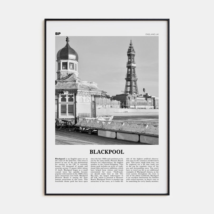 Blackpool Poster None / 8x12 in Nbourhood Travel B&W Poster