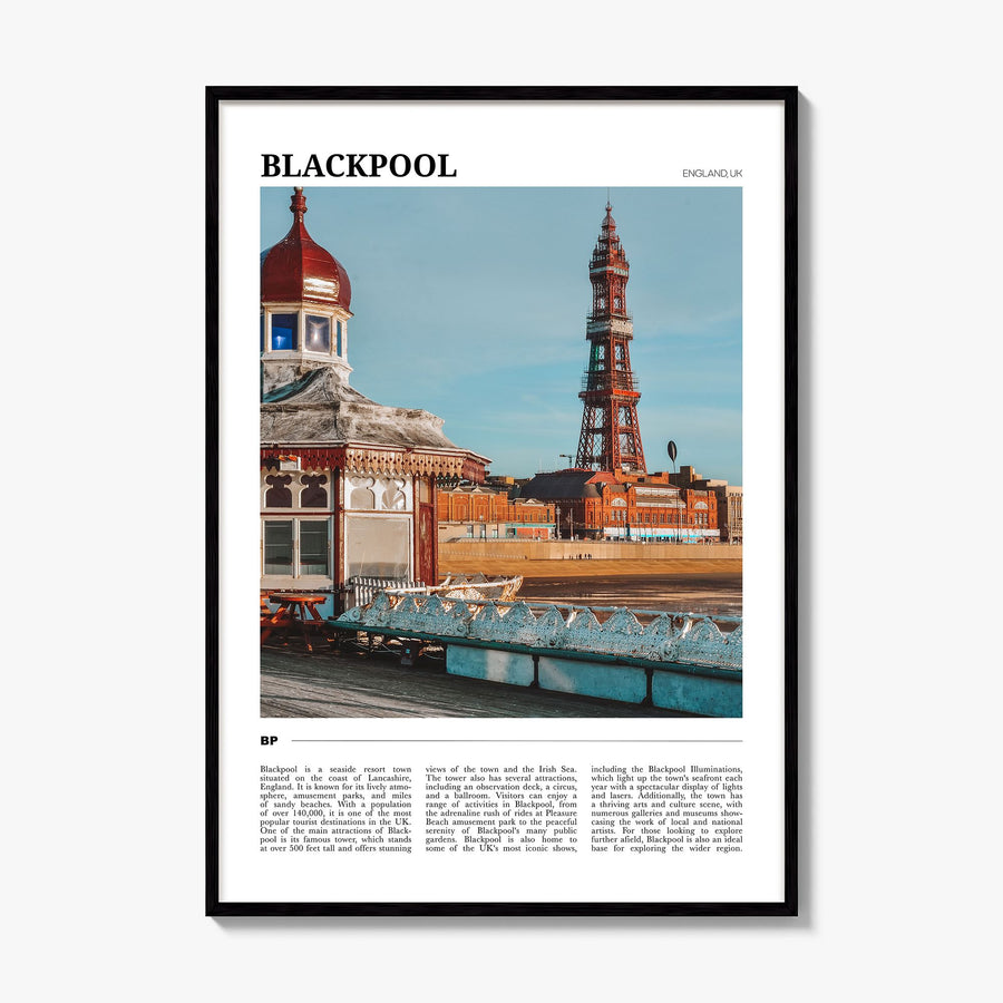 Blackpool Travel Poster, framed poster mockup