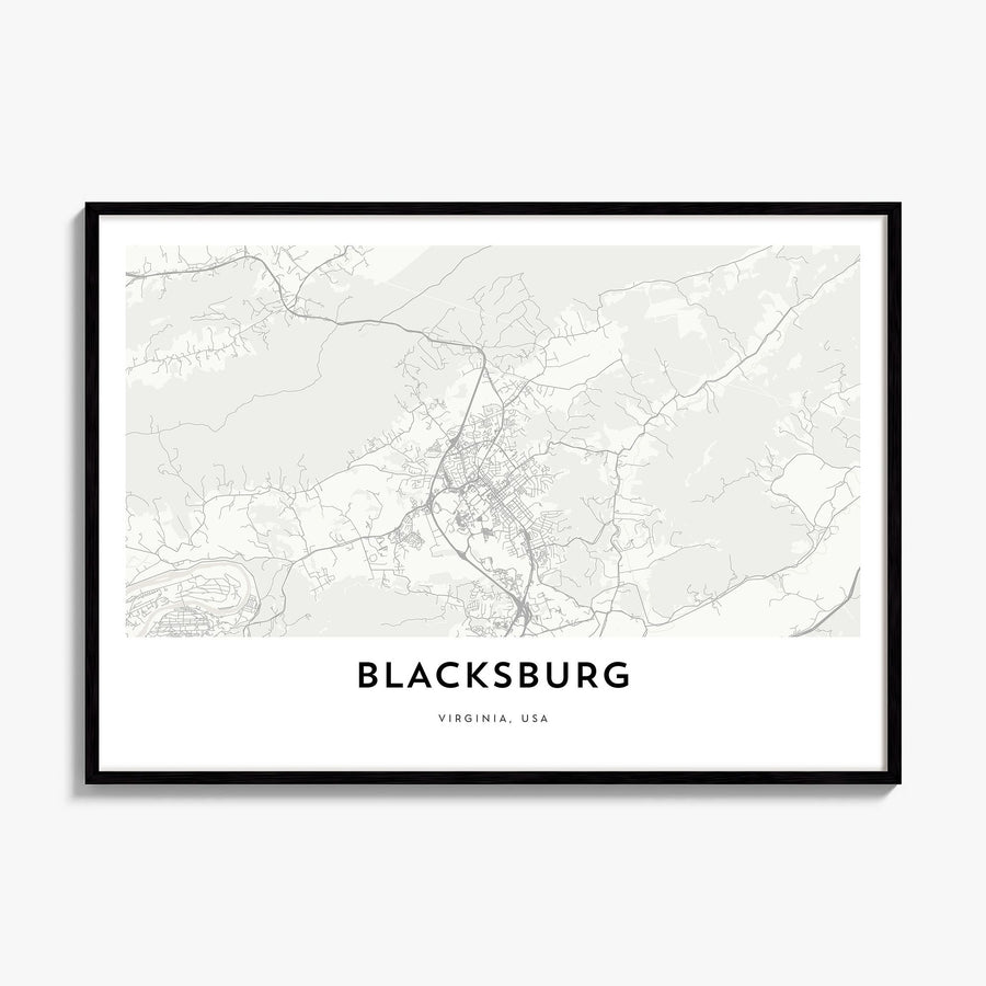 Blacksburg Map Poster, framed poster mockup