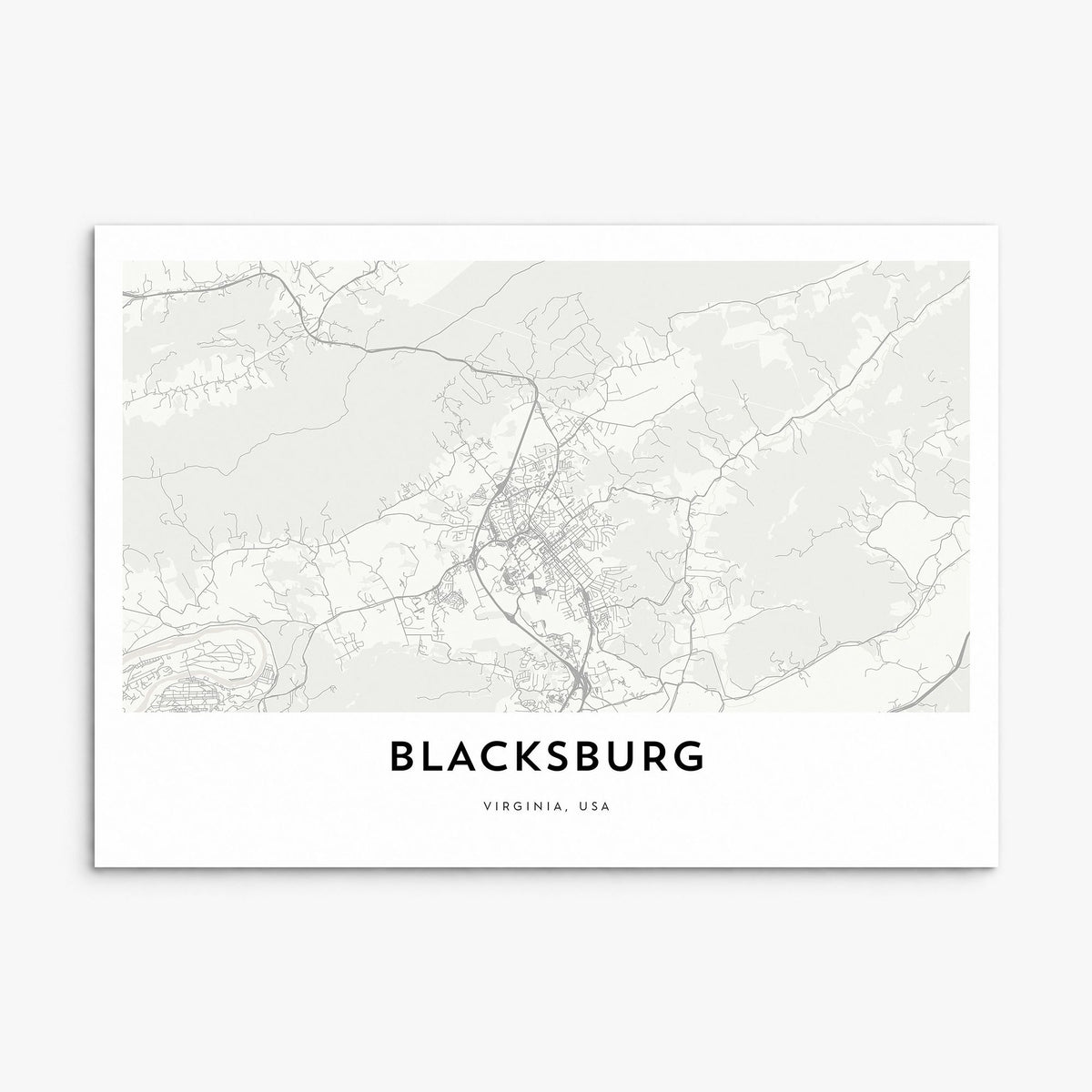 Blacksburg Map Poster, print only (unframed)