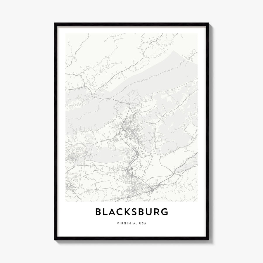Blacksburg Map Poster, framed poster mockup