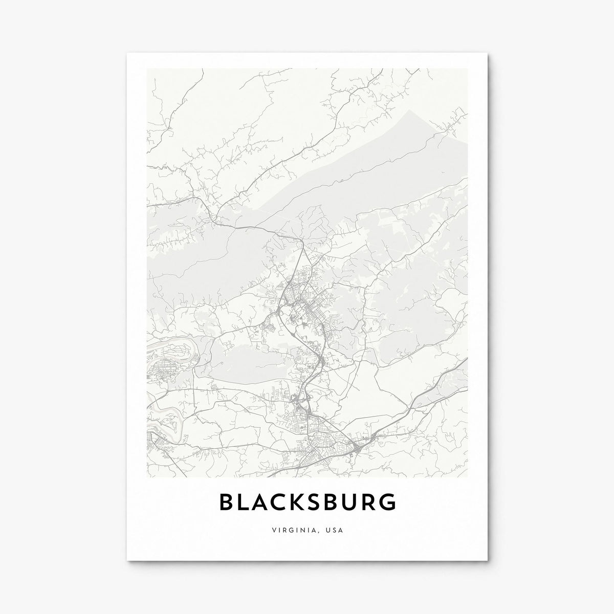 Blacksburg Map Poster, print only (unframed)