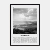 Blacksburg Poster Black Wood / 8x12 in Nbourhood Travel B&W Poster