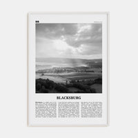 Blacksburg Poster White Wood / 8x12 in Nbourhood Travel B&W Poster