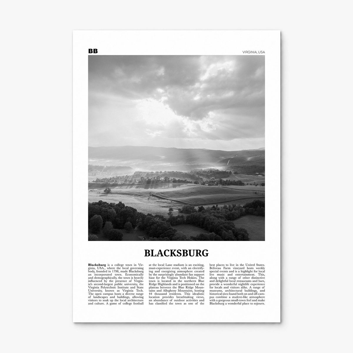 Blacksburg Newspaper Poster, print only (unframed)