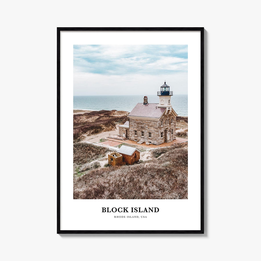 Block Island colorful classic poster of Rhode Island, USA – vertical wall art, unframed print shown in interior mockup