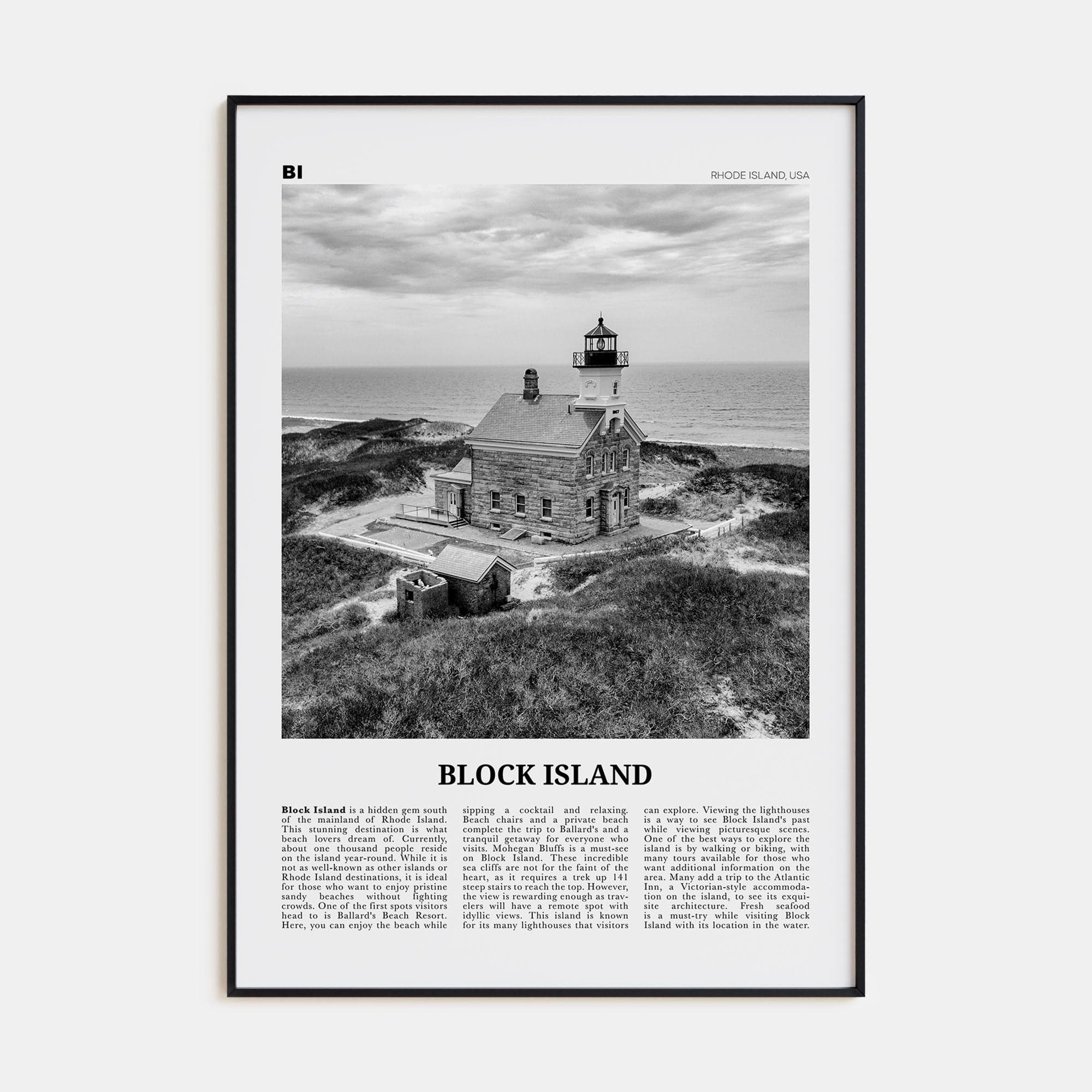 Block Island Poster None / 8x12 in Nbourhood Travel B&W Poster