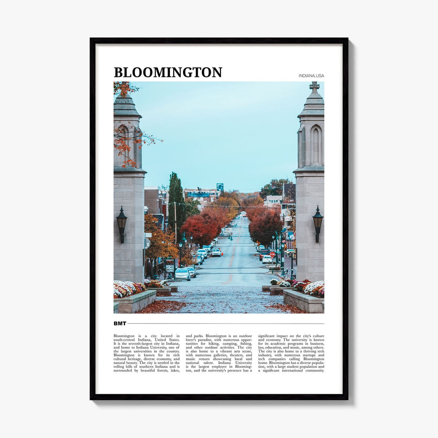 Bloomington Travel Poster, framed poster mockup