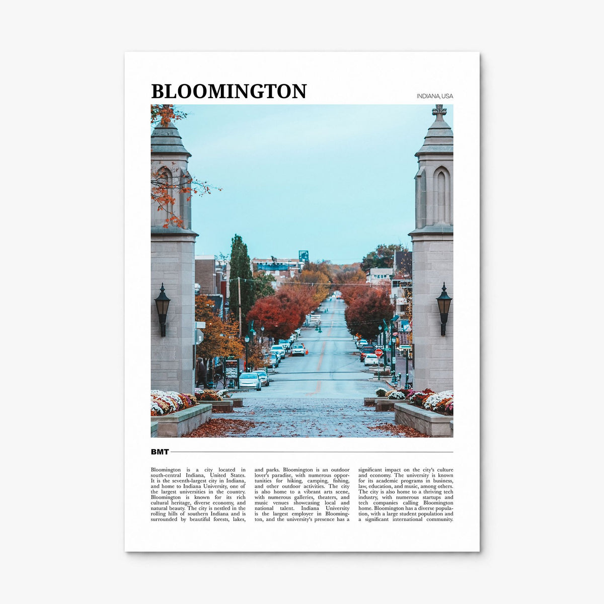 Bloomington Travel Poster, print only (unframed)