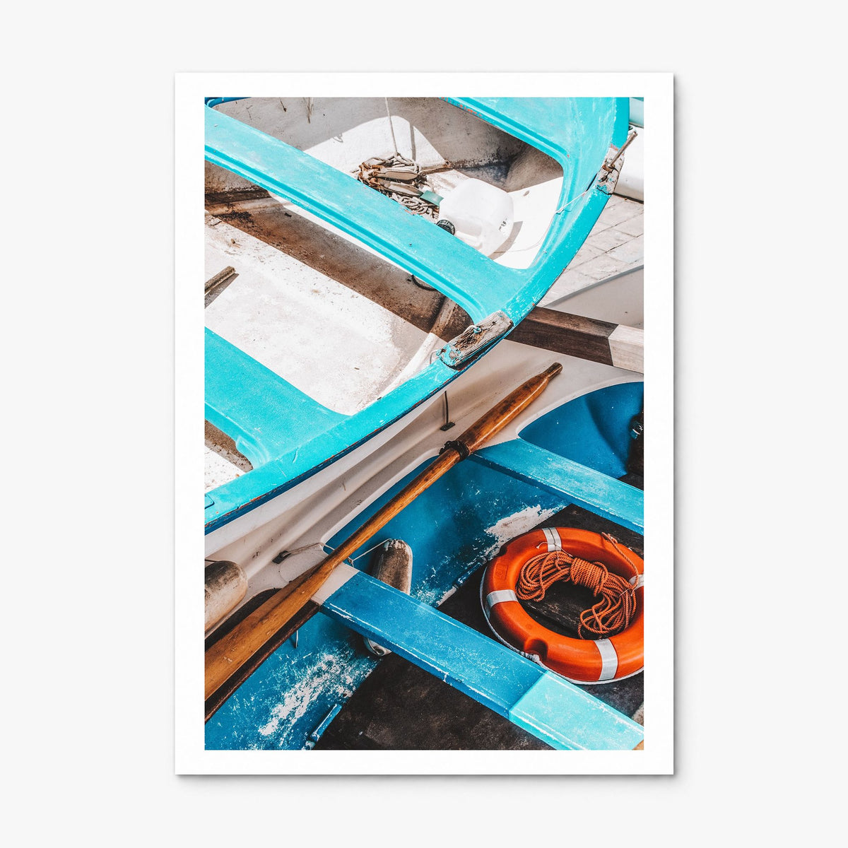 Blue Boats Photo Poster, print only (unframed), white border