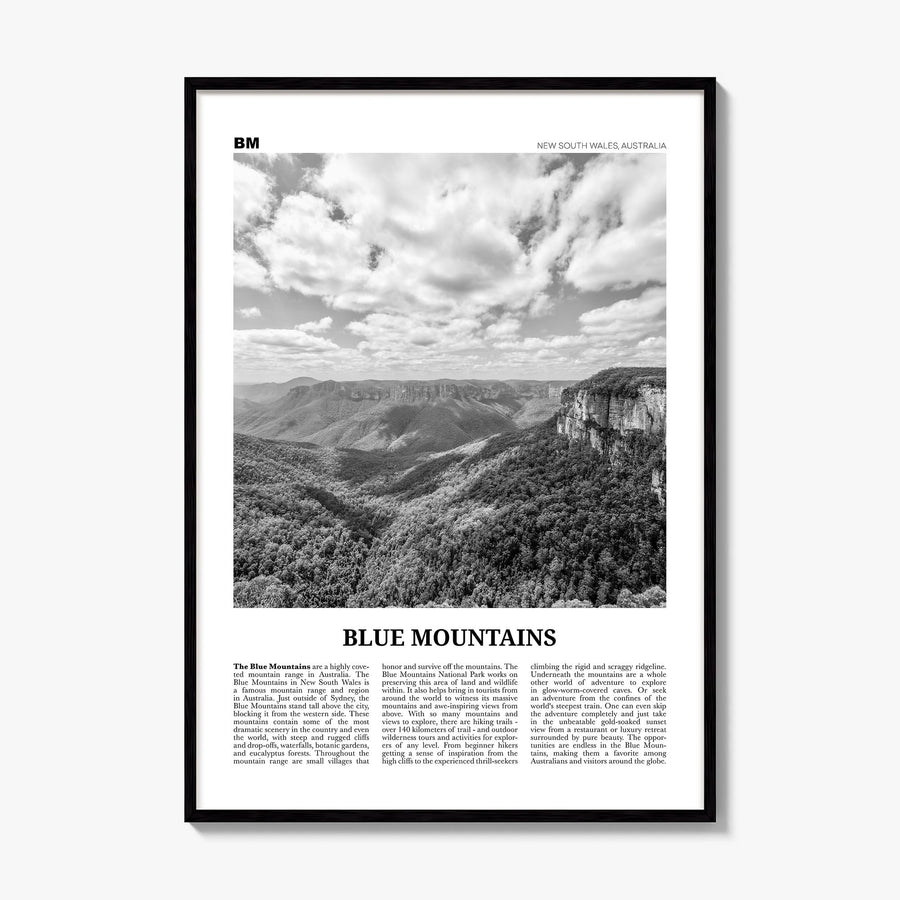 Blue Mountains Newspaper Poster, framed poster mockup