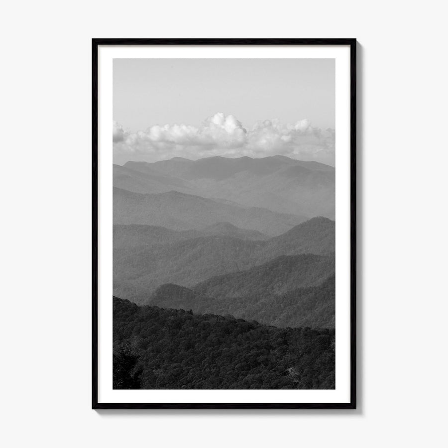 Blue Ridge Mountains Photo Poster, framed poster mockup, white border