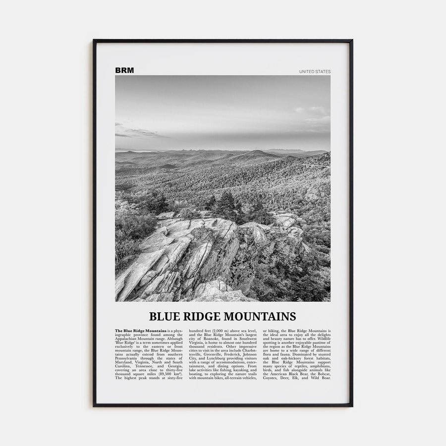 Blue Ridge Mountains Poster None / 8x12 in Nbourhood Travel B&W Poster