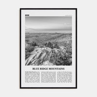 Blue Ridge Mountains Poster Black Wood / 8x12 in Nbourhood Travel B&W Poster