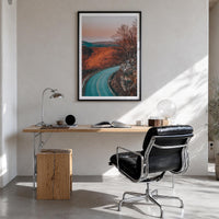 Blue Ridge Parkway no. 1 colorful photo poster of United States – vertical wall art in black wood frame with white border, ha