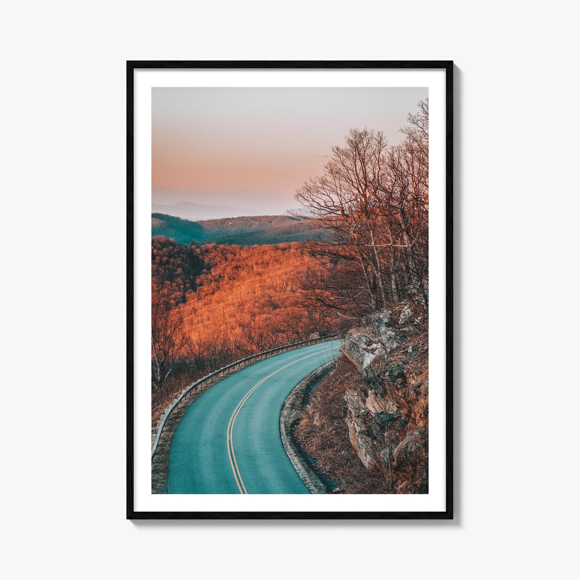 Blue Ridge Parkway no. 1 colorful photo poster of United States – vertical wall art, unframed print shown in interior mockup
