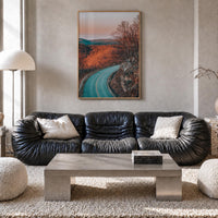 Blue Ridge Parkway no. 1 colorful photo poster of United States – vertical wall art in natural wood frame, hanging on wall