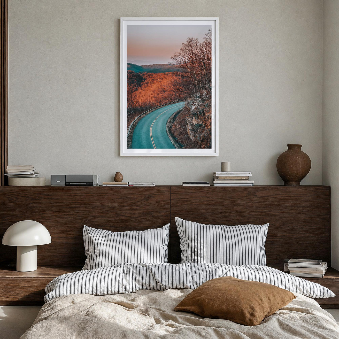 Blue Ridge Parkway no. 1 colorful photo poster of United States – vertical wall art in white wood frame with white border, ha
