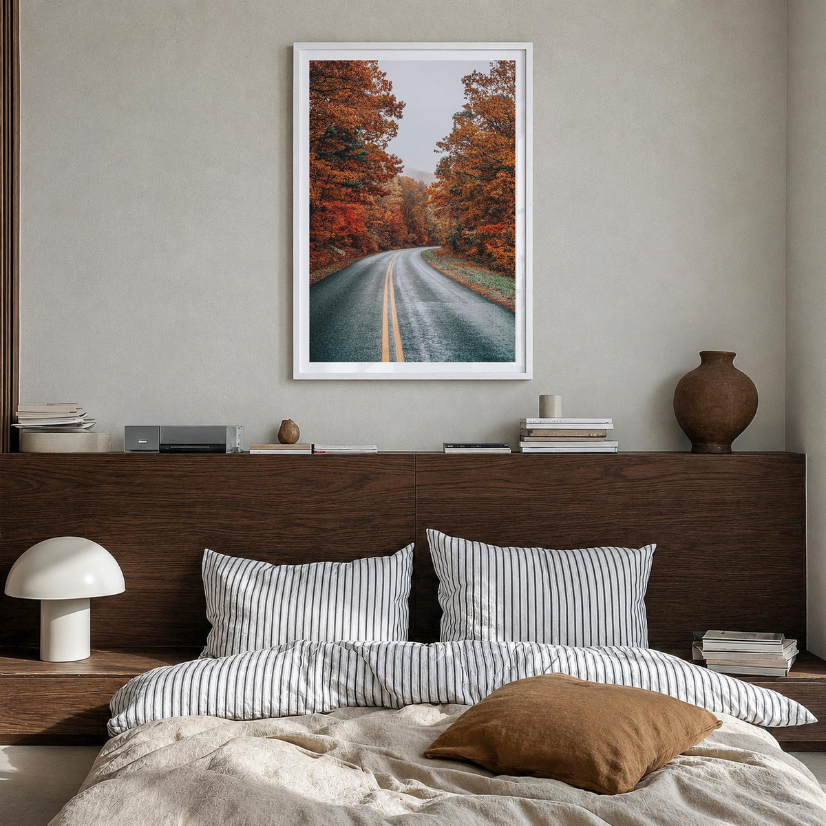 Blue Ridge Parkway no. 2 colorful photo poster of United States – vertical wall art in white wood frame with white border, ha