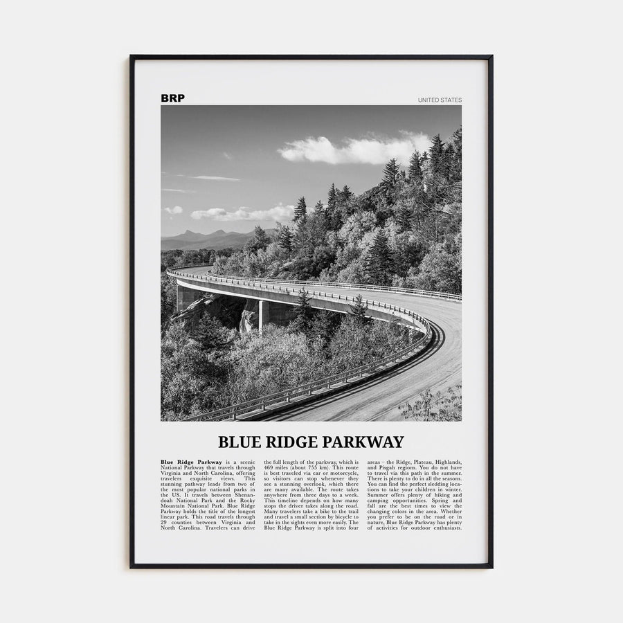 Blue Ridge Parkway Poster None / 8x12 in Nbourhood Travel B&W Poster