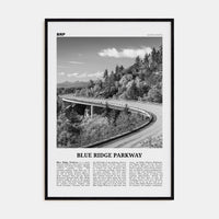 Blue Ridge Parkway Poster Black Wood / 8x12 in Nbourhood Travel B&W Poster