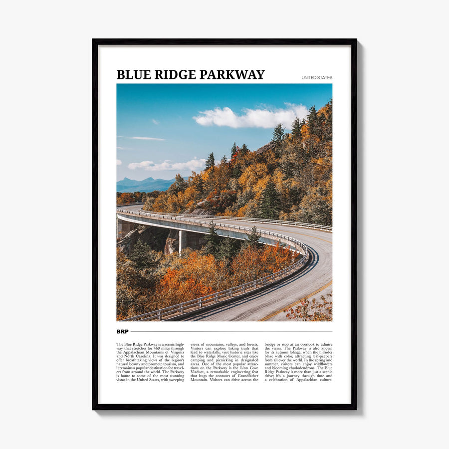 Blue Ridge Parkway Travel Poster, framed poster mockup