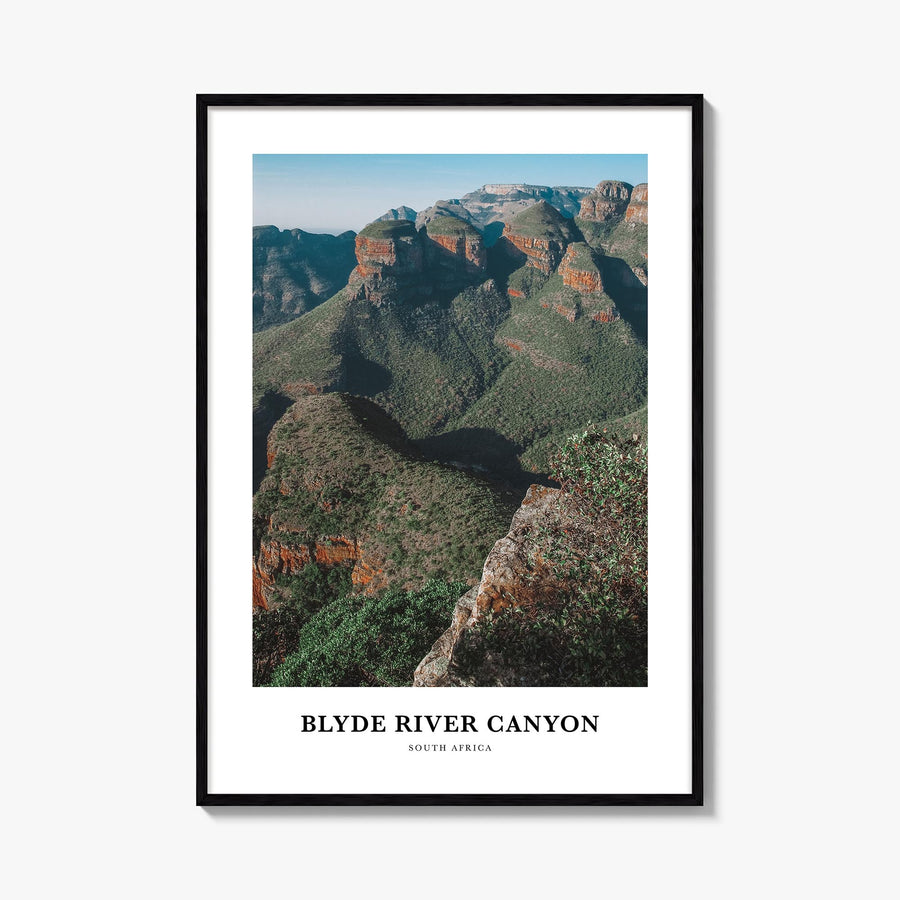 Blyde River Canyon colorful classic poster of South Africa – vertical wall art, unframed print shown in interior mockup