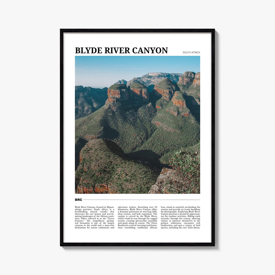 Blyde River Canyon colorful travel poster of South Africa – vertical wall art, unframed print shown in interior mockup