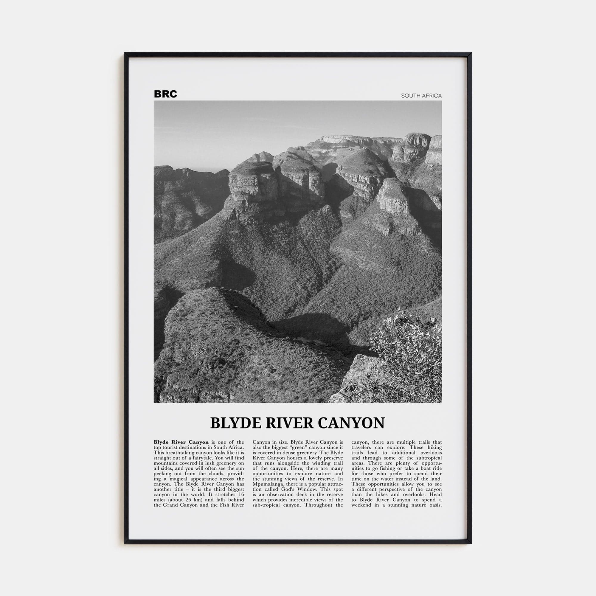 Blyde River Canyon Poster None / 8x12 in Nbourhood Travel B&W Poster