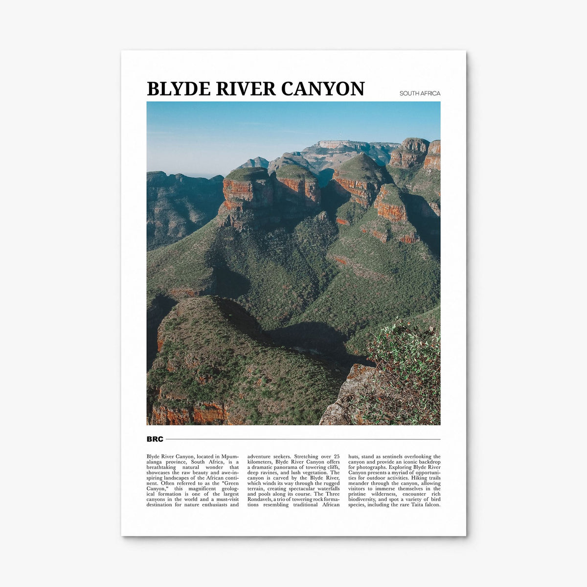 Blyde River Canyon Travel Poster, print only (unframed)