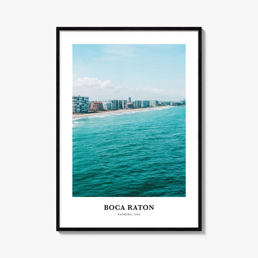 Boca Raton colorful classic poster of Florida, USA – vertical wall art, unframed print shown in interior mockup