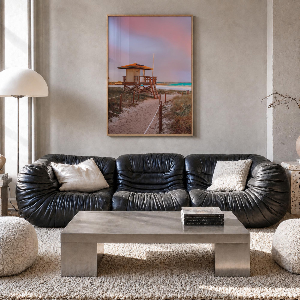 Boca Raton colorful photo poster of Florida, USA – vertical wall art in natural wood frame, hanging on wall
