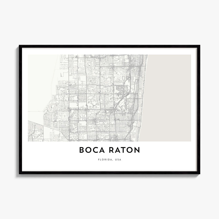 Boca Raton Map Poster, framed poster mockup