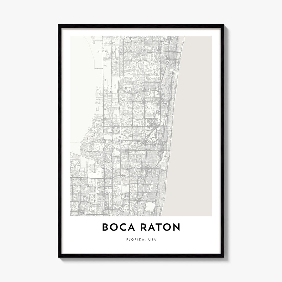 Boca Raton Map Poster, framed poster mockup