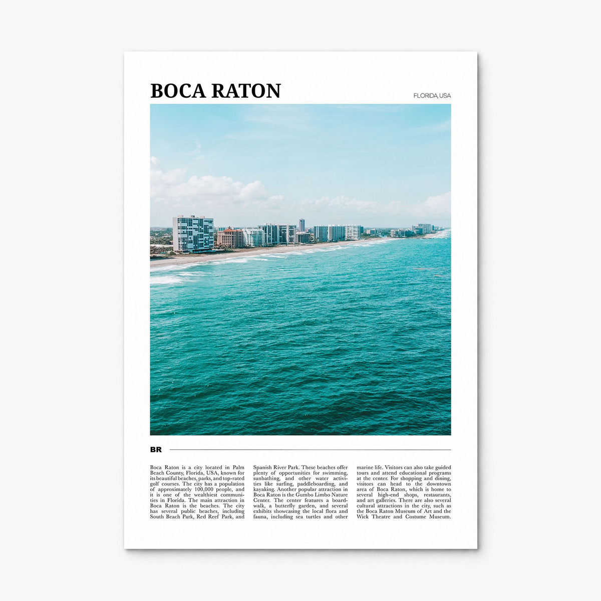 Boca Raton Travel Poster, print only (unframed)