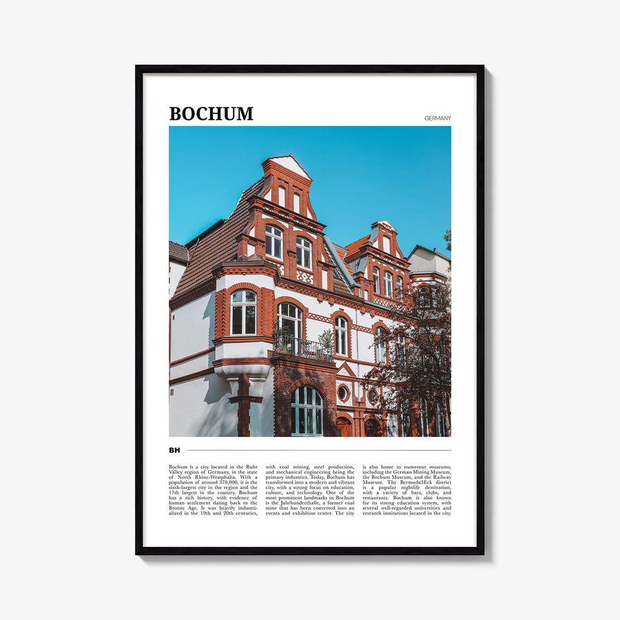 Bochum colorful travel poster of Germany – vertical wall art, unframed print shown in interior mockup
