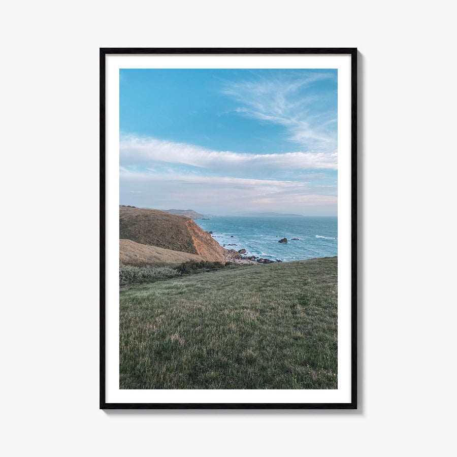 Bodega Bay colorful photo poster of California, USA – vertical wall art, unframed print shown in interior mockup
