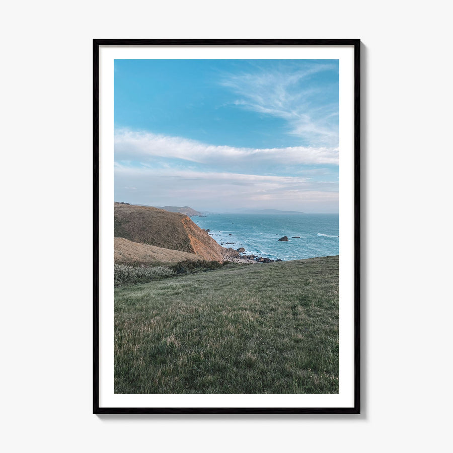 Bodega Bay Photo Poster, framed poster mockup, white border