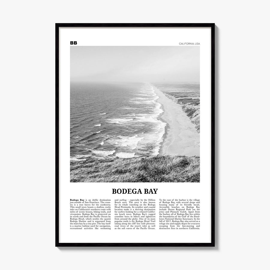 Bodega Bay Newspaper Poster, framed poster mockup