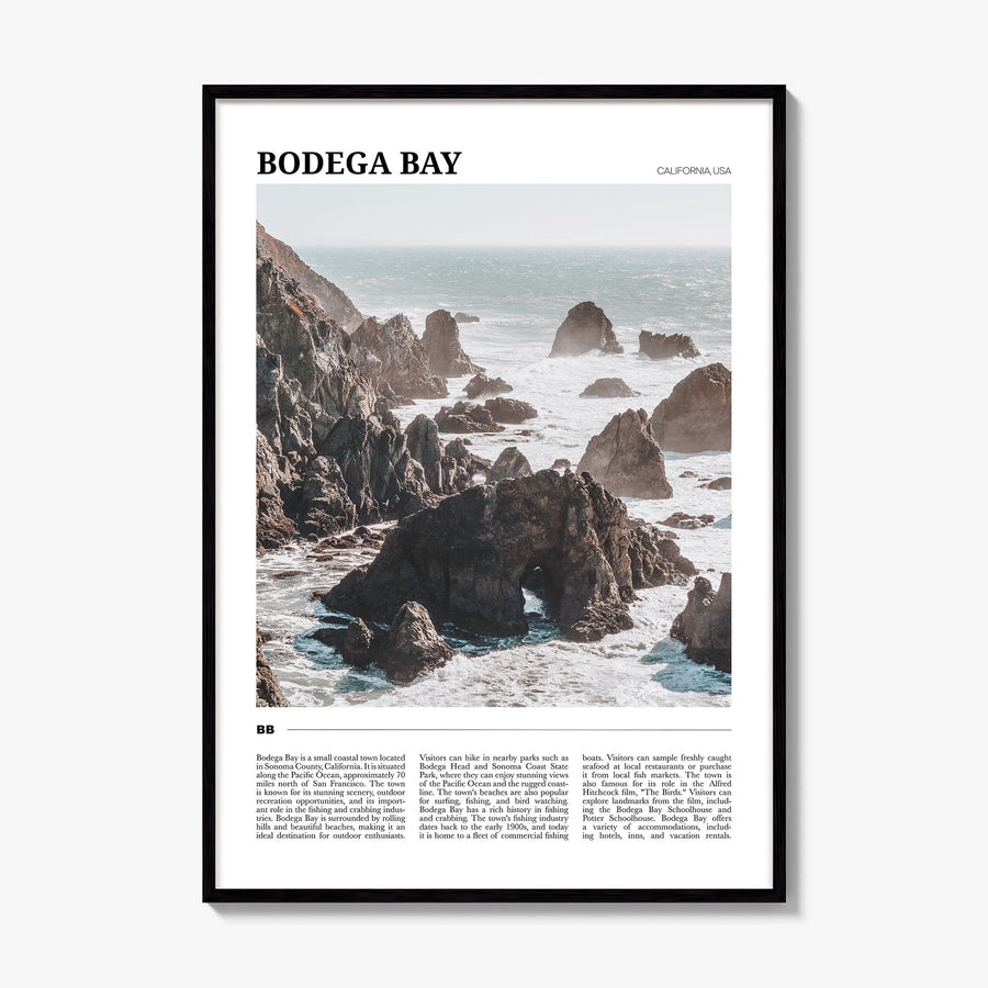 Bodega Bay Travel Poster, framed poster mockup