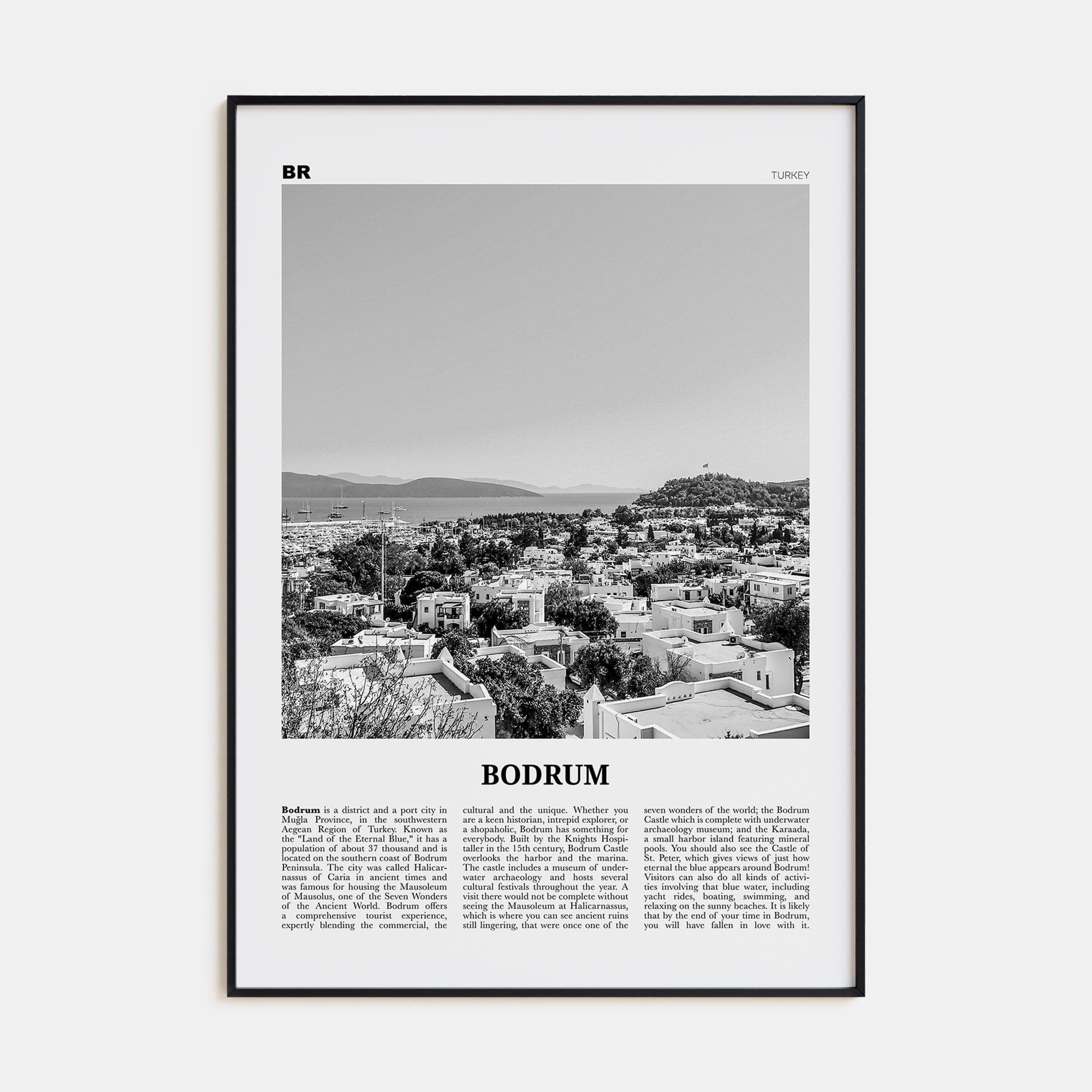 Bodrum Poster Black Metal / 8x12 in Nbourhood Travel B&W Poster